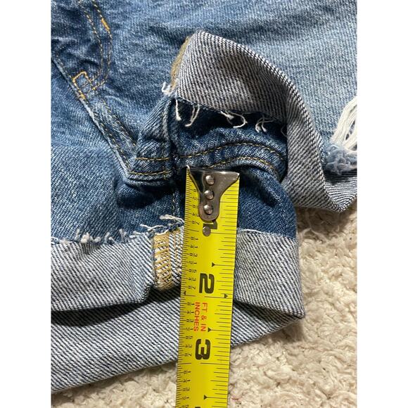 NWT Pacsun Women's Size 25 Distressed Cuffed Hem Denim Mom Shorts Sylvie Blue - Picture 5 of 13